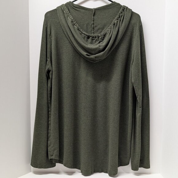 Market & Spruce 'Salvatrice' Hooded Henley Roll Tab Knit Top in Olive - Picture 4 of 13